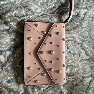 Poppy & Peonies Pink Geometric Studded Clutch